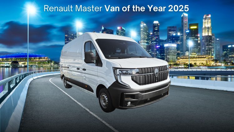Renault Master 2025 przód- nowoczesna sylwetka vana roku na tle miasta
